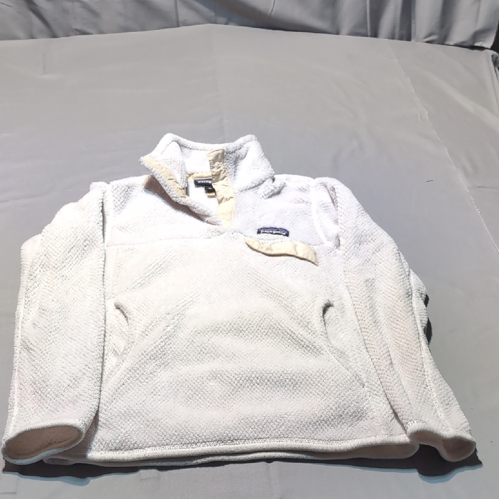 Patagonia Womens White Fleece Quarter‎ Button Pullover Sherpa Size XS